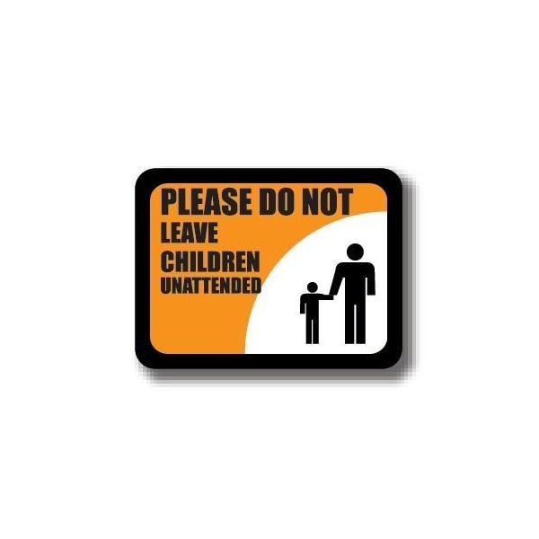 Ergomat 30in x 21in RECTANGLE SIGNS - Please Do Not Leave Children Unattended DSV-SIGN 630 #2278 -UEN - main